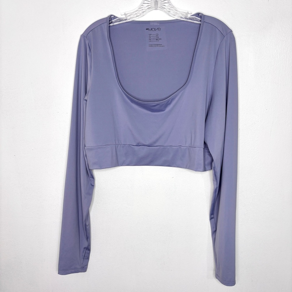 HM Move Cropped Top Womens XXL Lavender Scoop Neck Activewear Workout Yoga